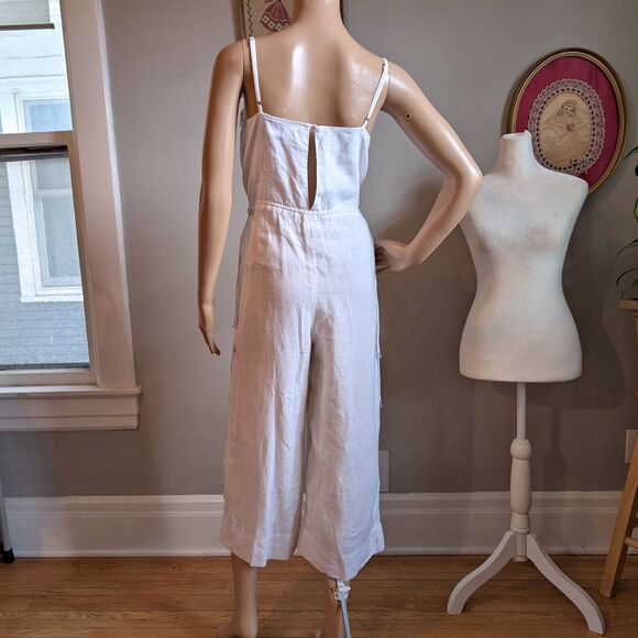 Club Monaco White Jumpsuit Linen Coquette Cottage Summer Coastal Size 2 - Picture 14 of 14